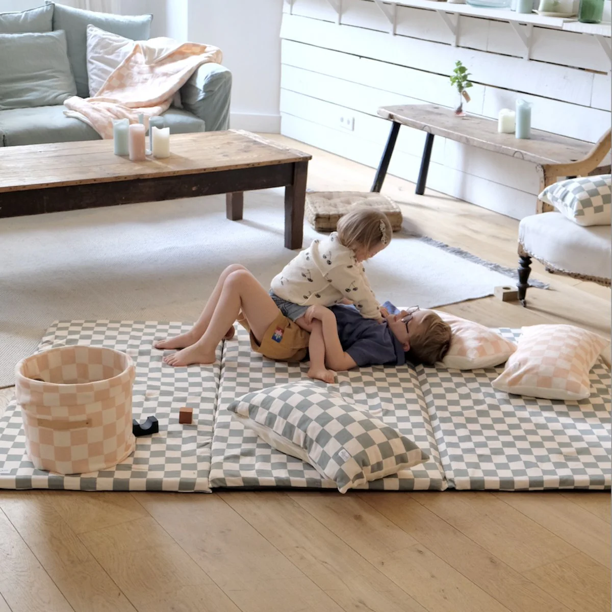 Tapis de vie King Size Damier Céladon - Image 2