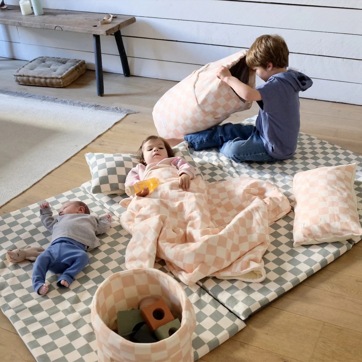 Coussin +One Damier Barbe à Papa