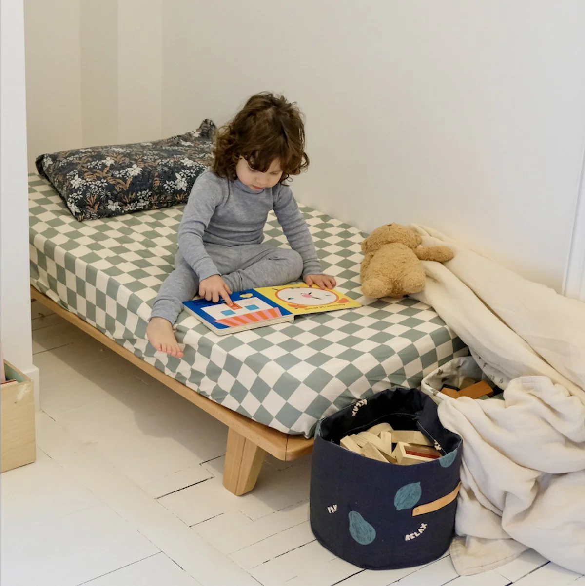 Drap Housse Damier Céladon - Image 4